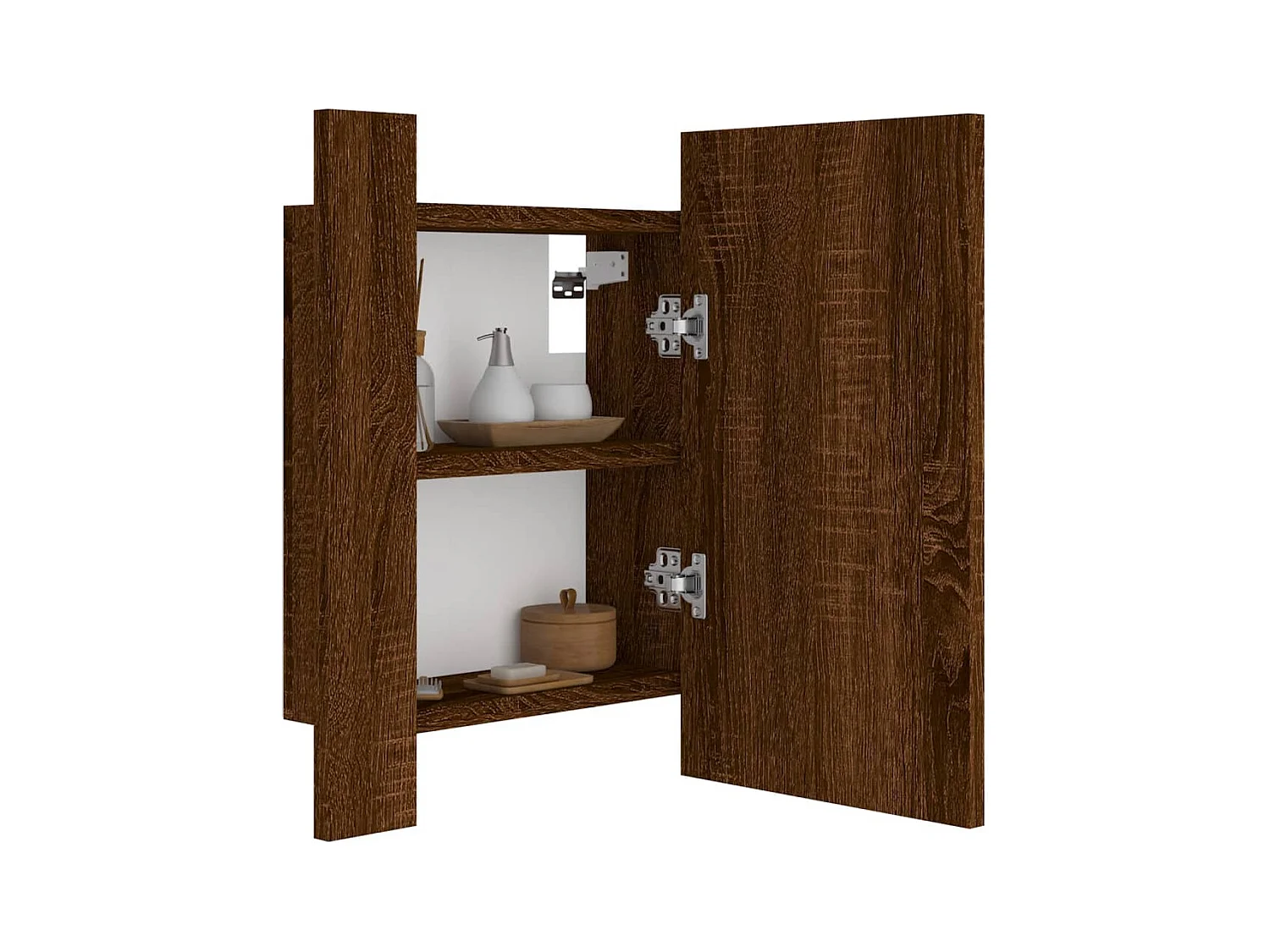 Armoire à miroir LED de salle de bain chêne marron 40x12x45 cm