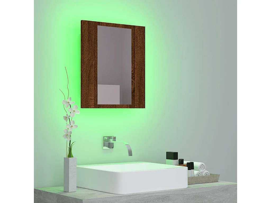 Armoire à miroir LED de salle de bain chêne marron 40x12x45 cm