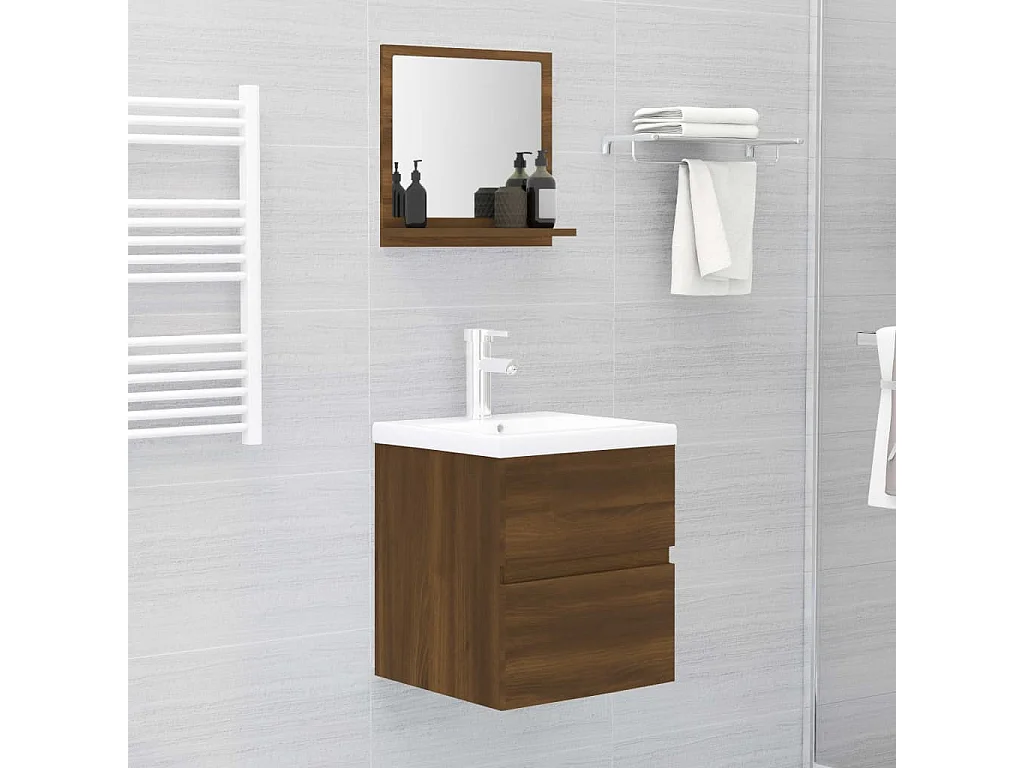 Espelho WC 40x10,5x37 cm derivados de madeira carvalho castanho