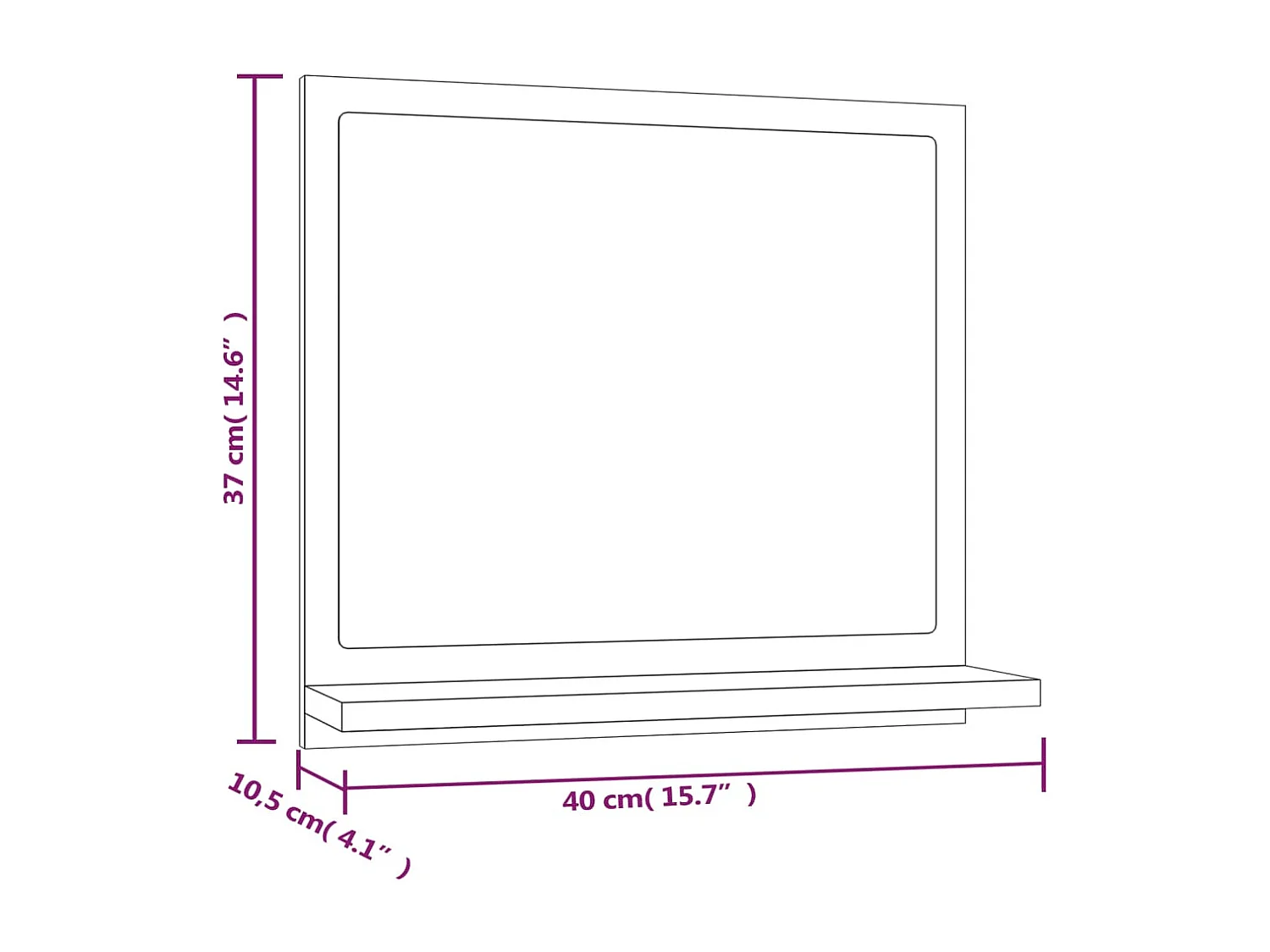 Espelho WC 40x10,5x37 cm derivados de madeira carvalho castanho
