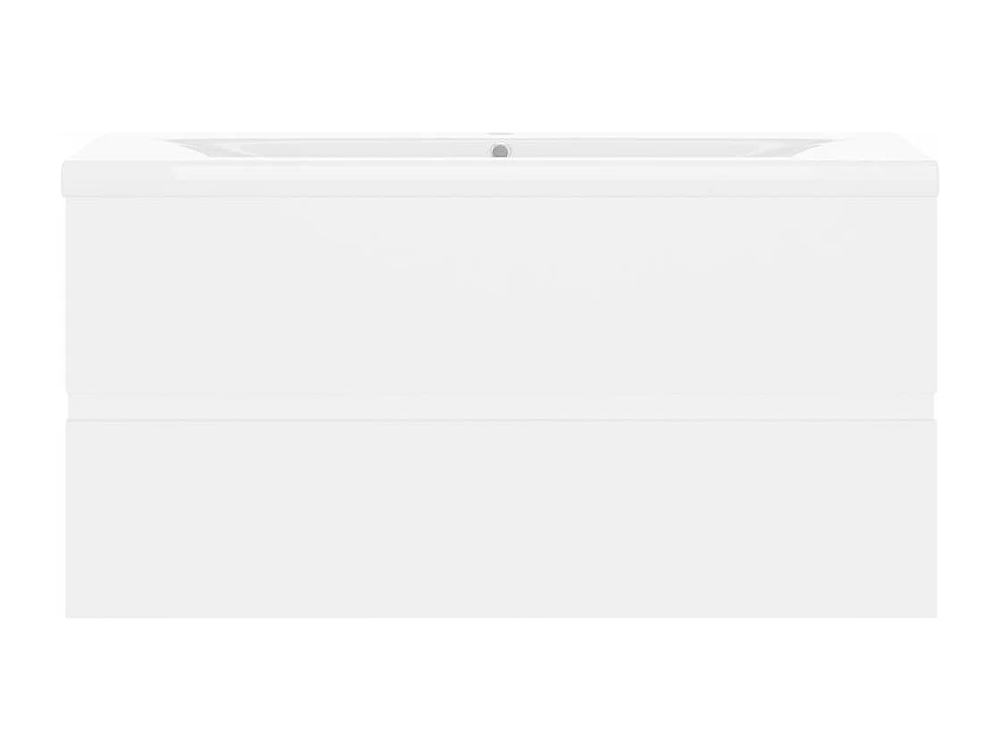 Waschbeckenunterschrank mit Einbaubecken Weiß Holzwerkstoff