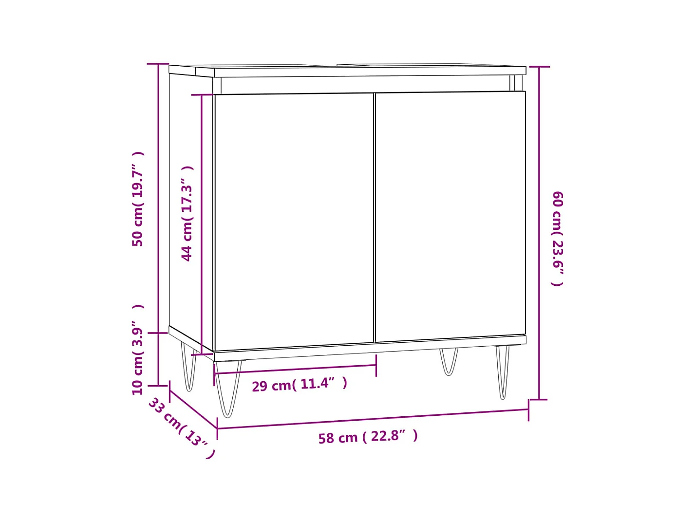 Armoire de salle de bain blanc 58x33x60 cm bois d'ingénierie