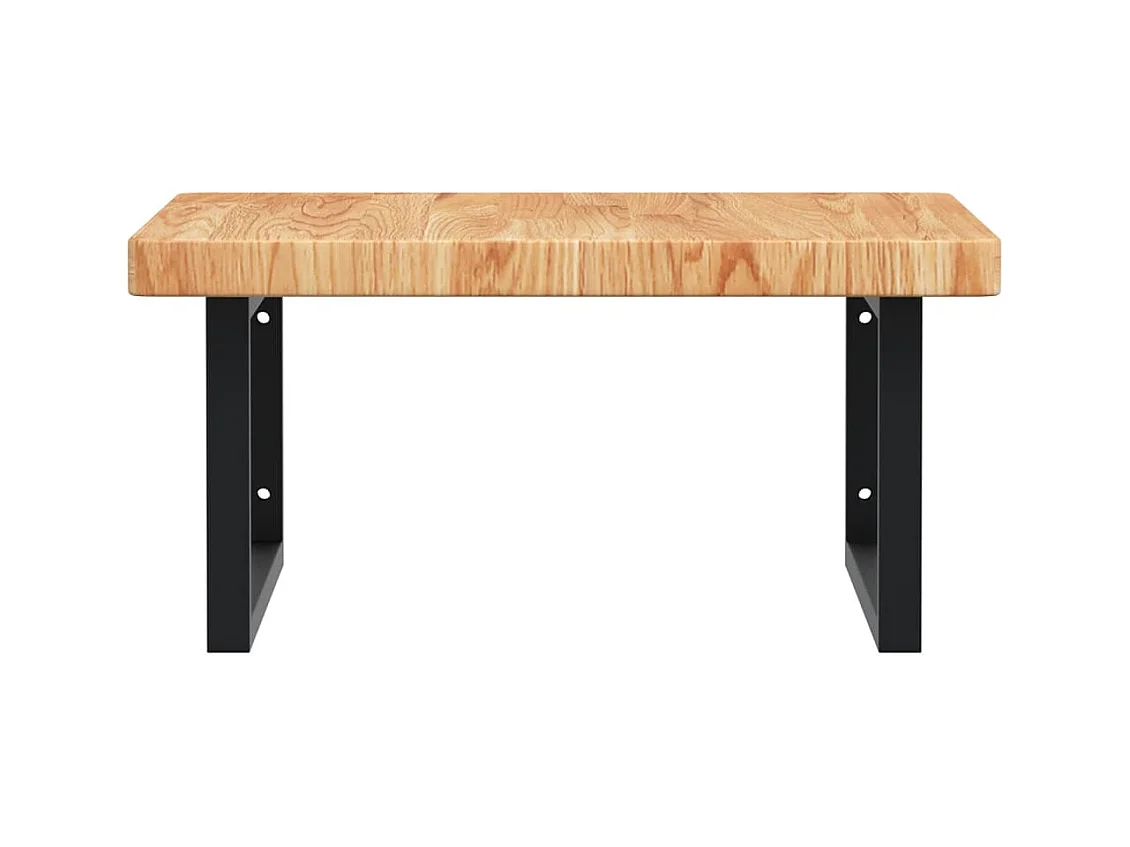 Ripiano a Parete per Lavabo in Acciaio e Massello di Rovere