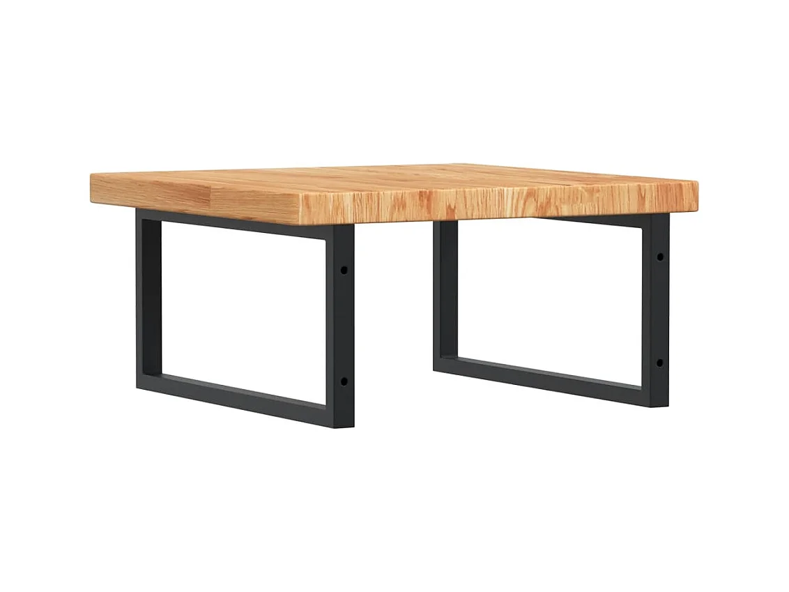 Ripiano a Parete per Lavabo in Acciaio e Massello di Rovere