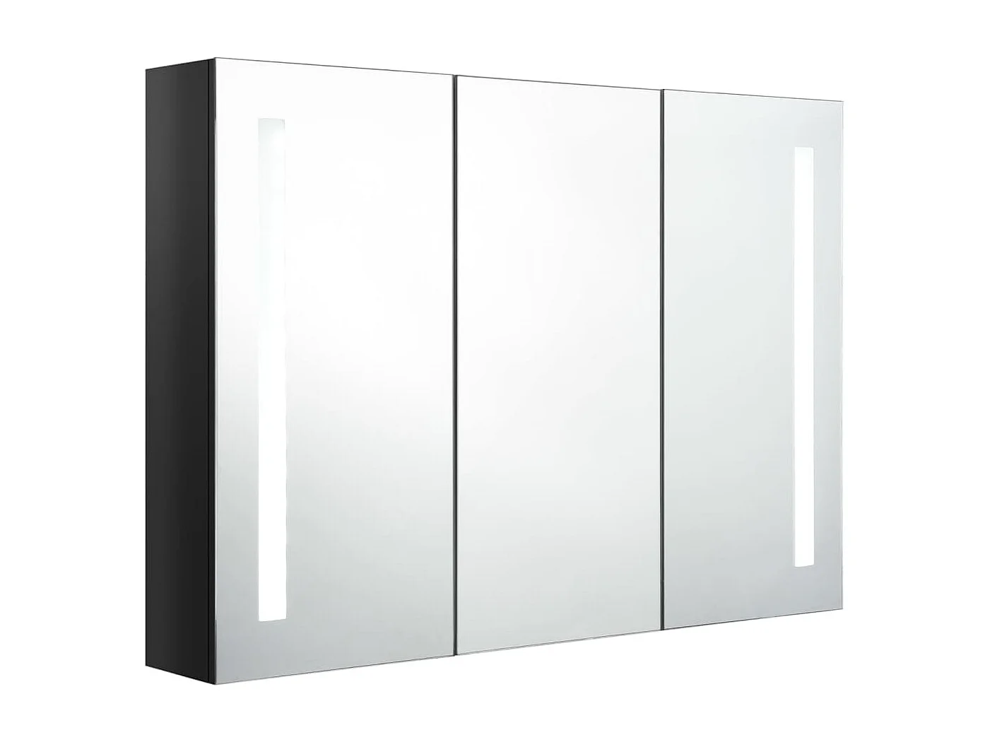 Armoire de salle de bain à miroir LED 89x14x62 cm noir brillant