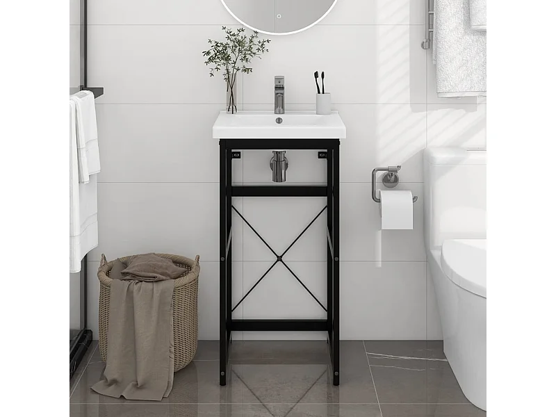 Cadre de lavabo de salle de bain Noir 40x38x83 cm Fer