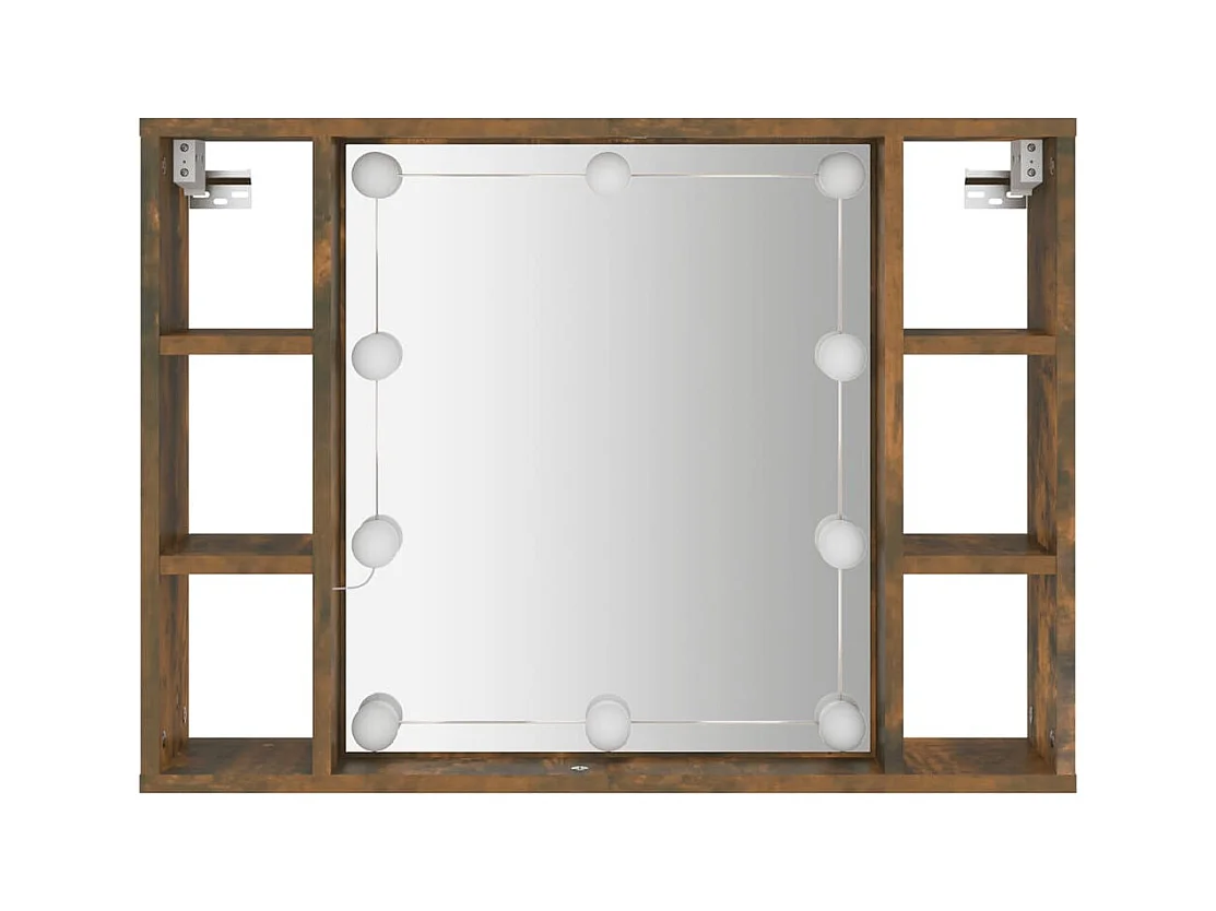 Spiegelkast met LED-verlichting 76x15x55 cm gerookt eikenkleur