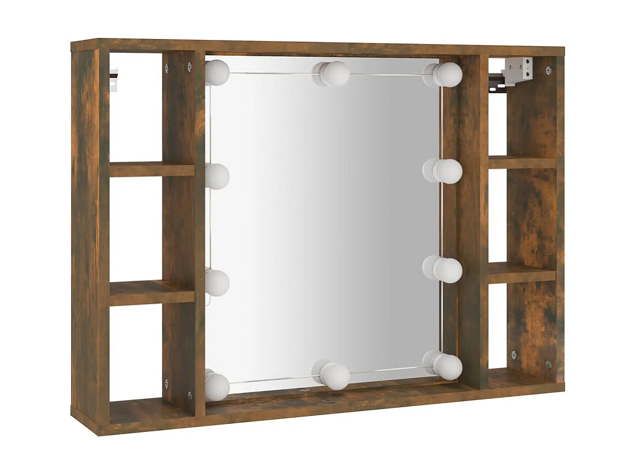 Spiegelschrank mit LED Räuchereiche 76x15x55 cm