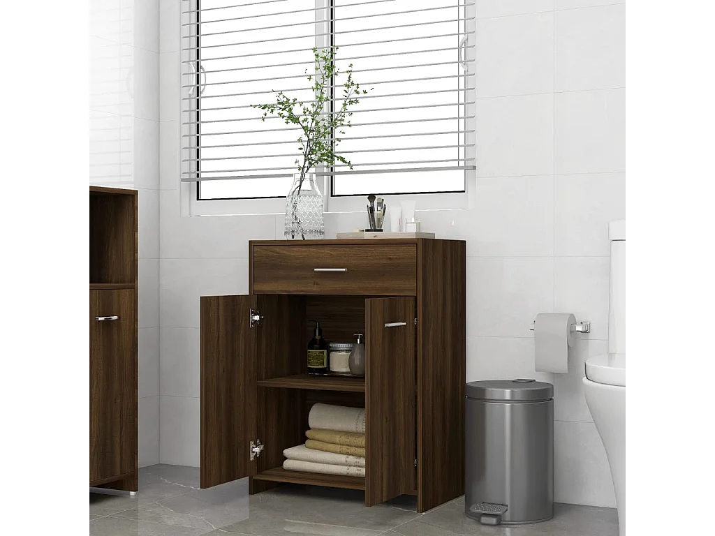 Badkamermeubel Bruin eiken 60x33x80 cm Bewerkt hout