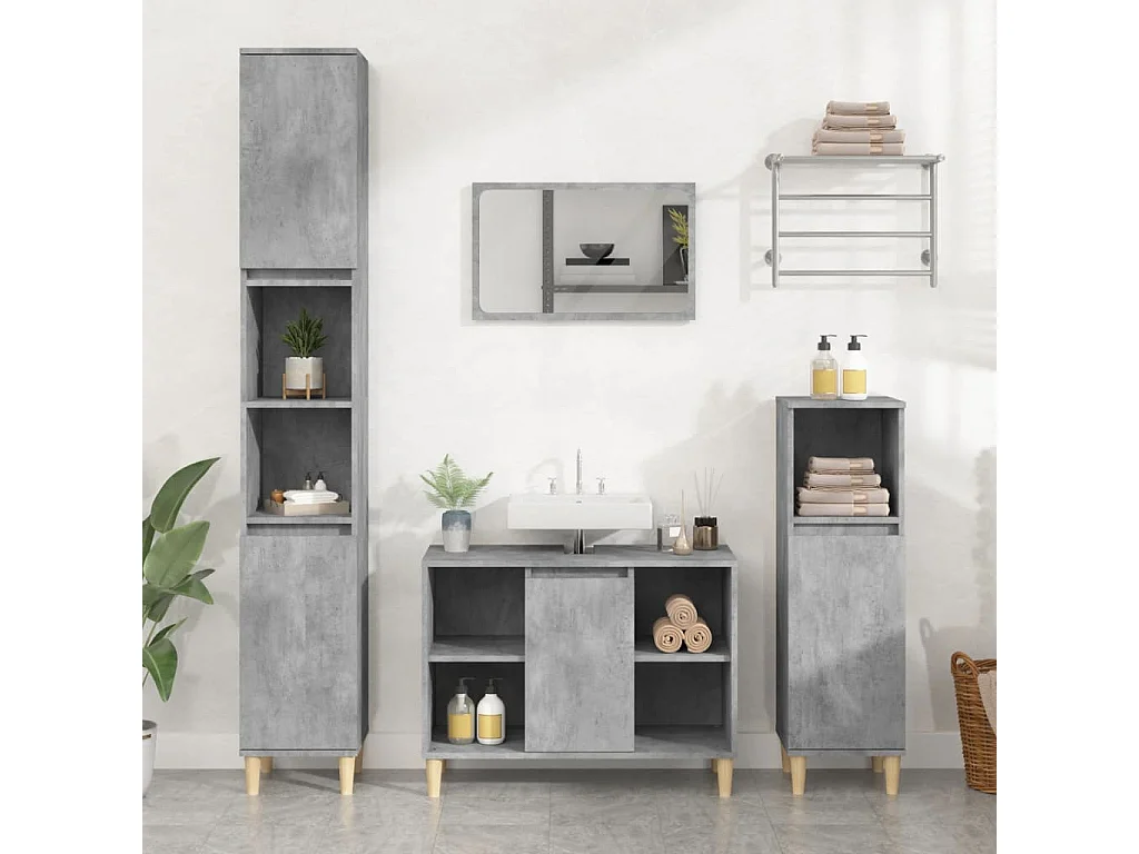 Meuble d'évier gris béton 80x33x60 cm bois d'ingénierie