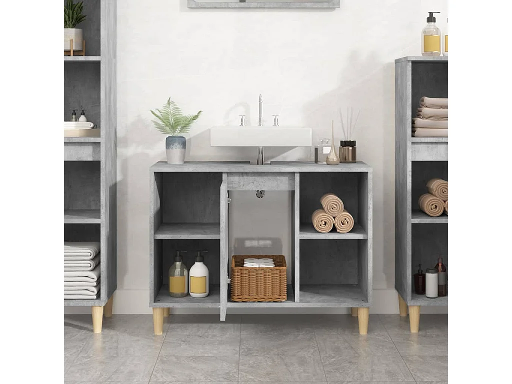 Meuble d'évier gris béton 80x33x60 cm bois d'ingénierie