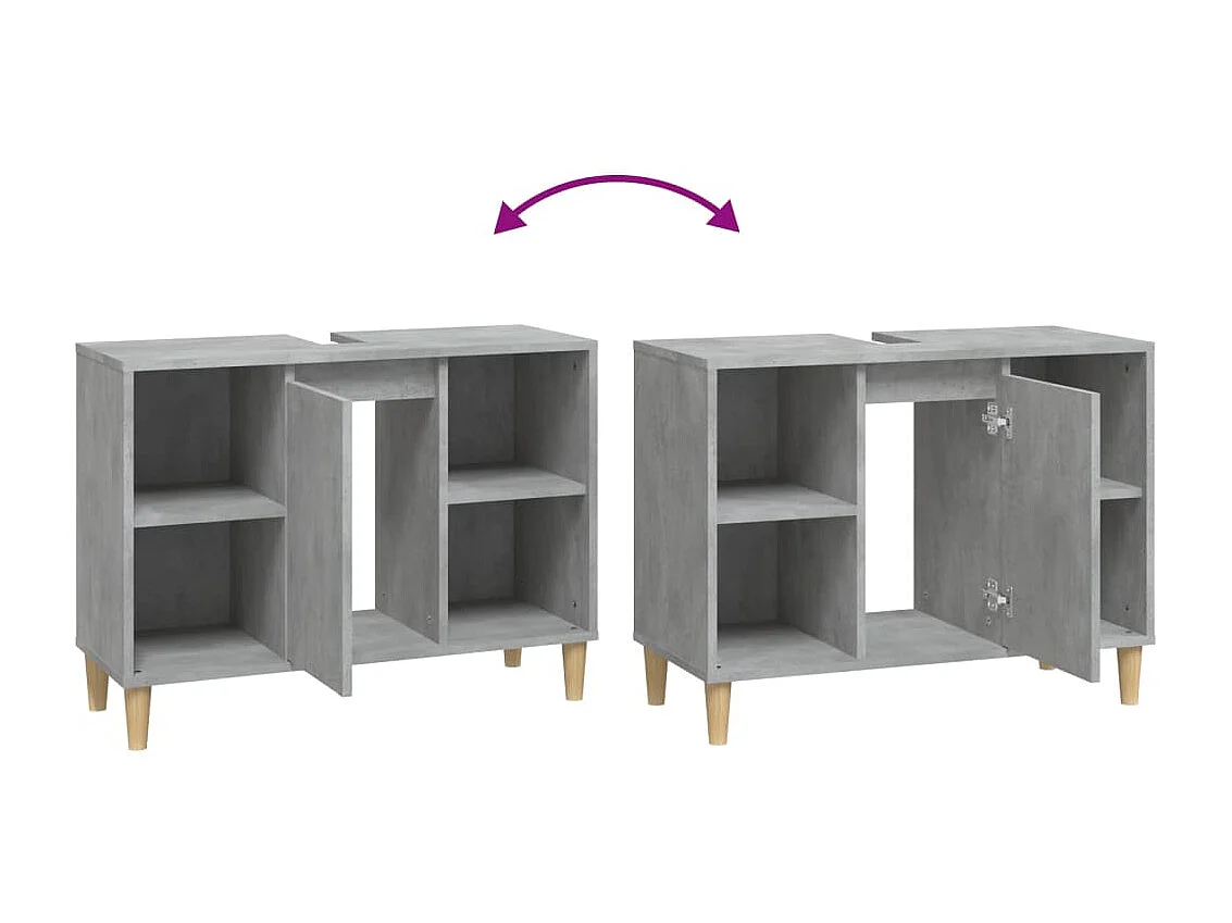 Meuble d'évier gris béton 80x33x60 cm bois d'ingénierie
