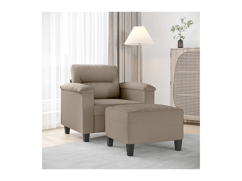 Fauteuil avec repose-pied Taupe 60 cm Tissu microfibre