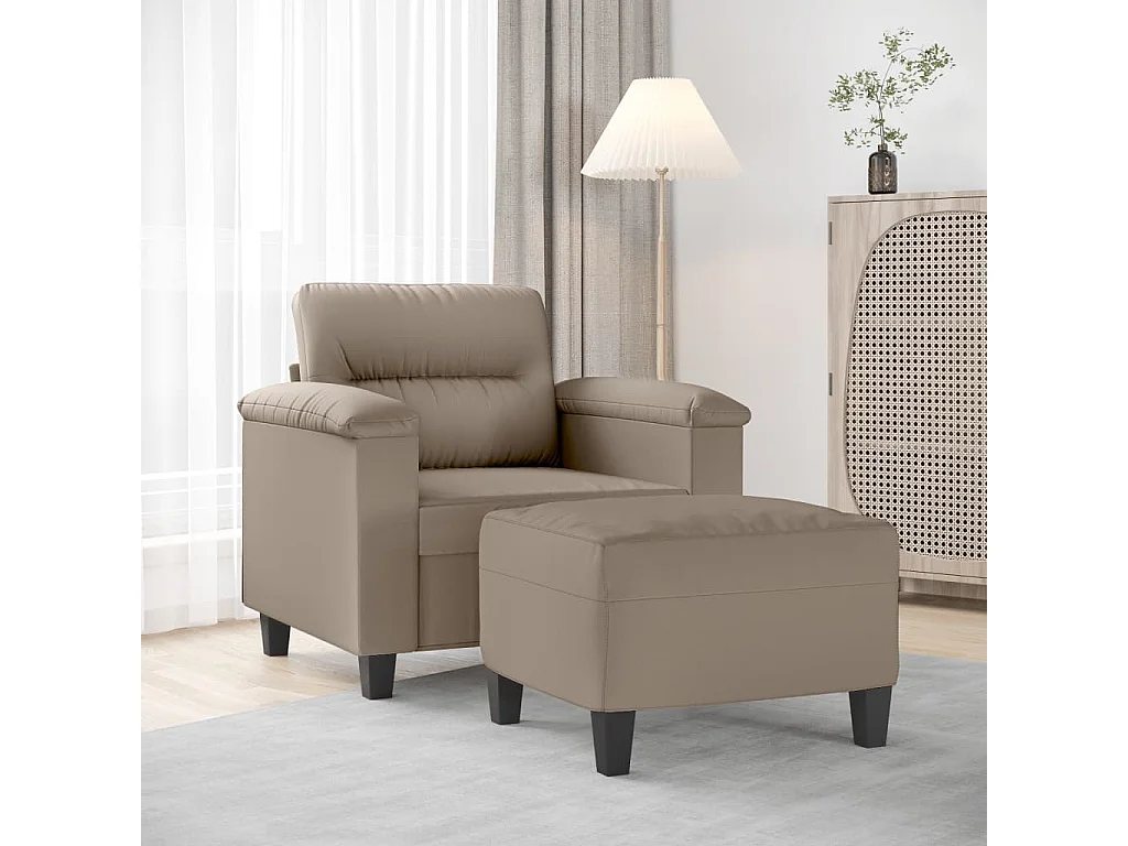 Sessel mit Hocker Taupe 60 cm Mikrofasergewebe