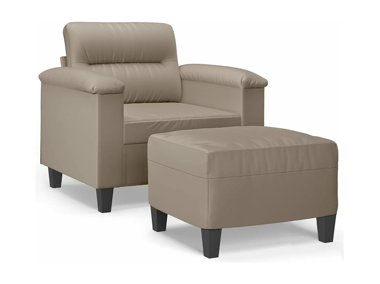 Sessel mit Hocker Taupe 60 cm Mikrofasergewebe