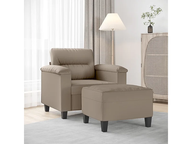 Sessel mit Hocker Taupe 60 cm Mikrofasergewebe