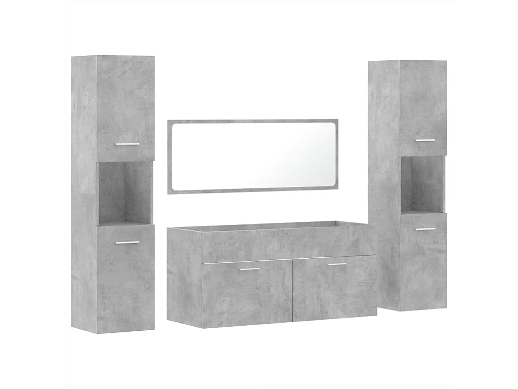 Betongraues 4-teiliges Badezimmermöbel-Set