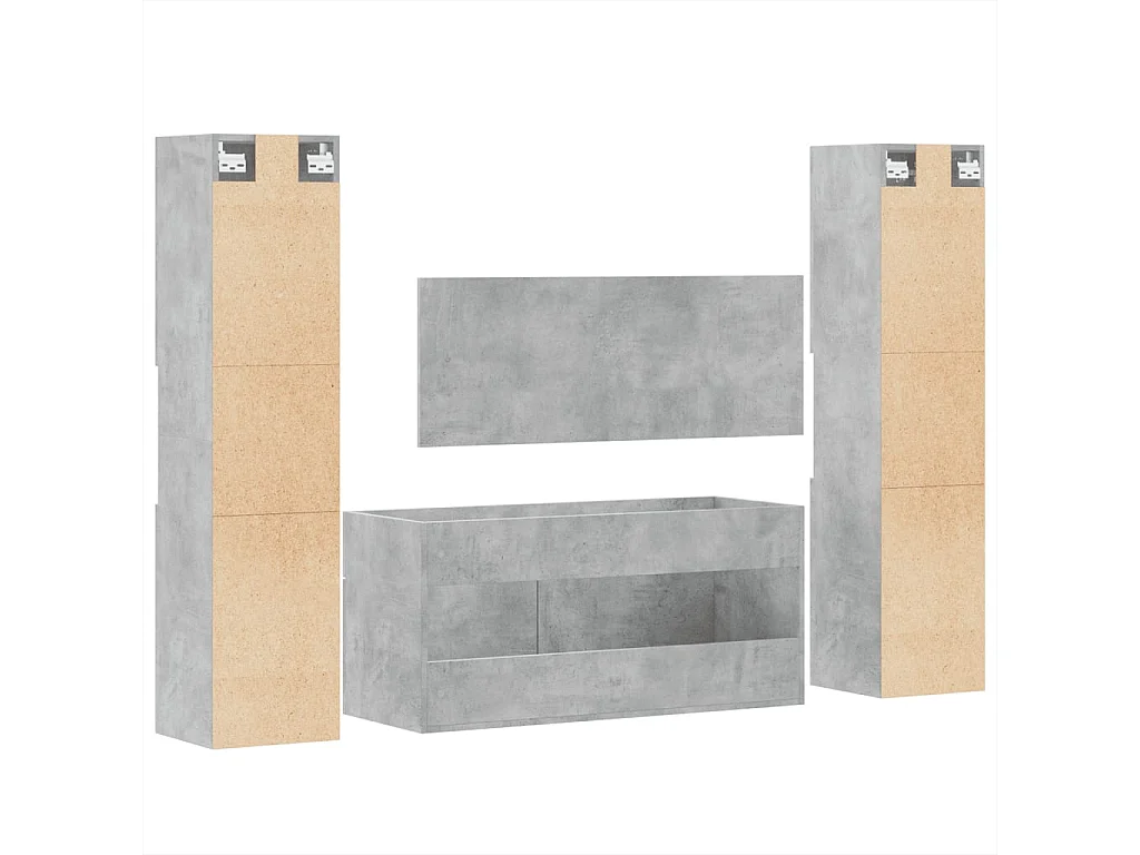 Betongraues 4-teiliges Badezimmermöbel-Set