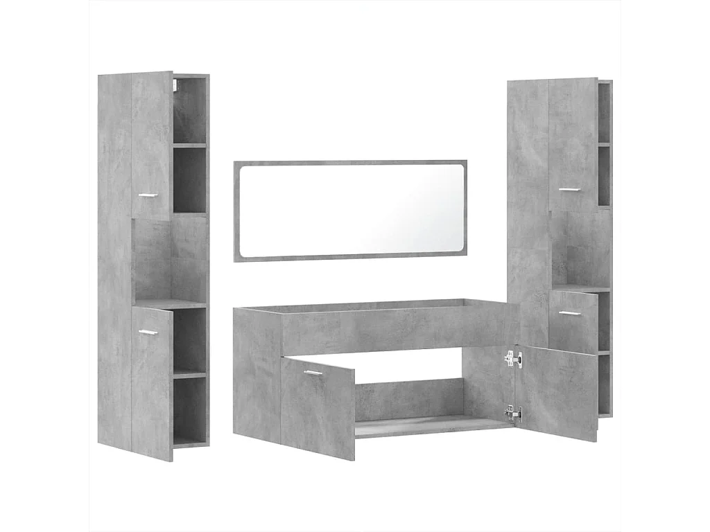 Betongraues 4-teiliges Badezimmermöbel-Set