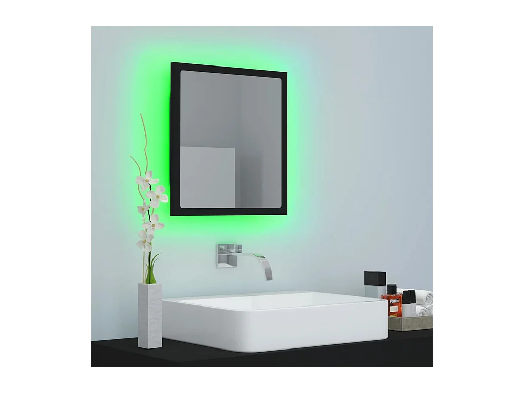 Miroir à LED de salle de bain Noir 40x8,5x37 cm Acrylique