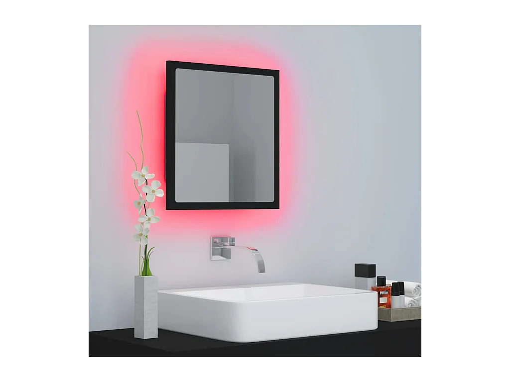 Miroir à LED de salle de bain Noir 40x8,5x37 cm Acrylique