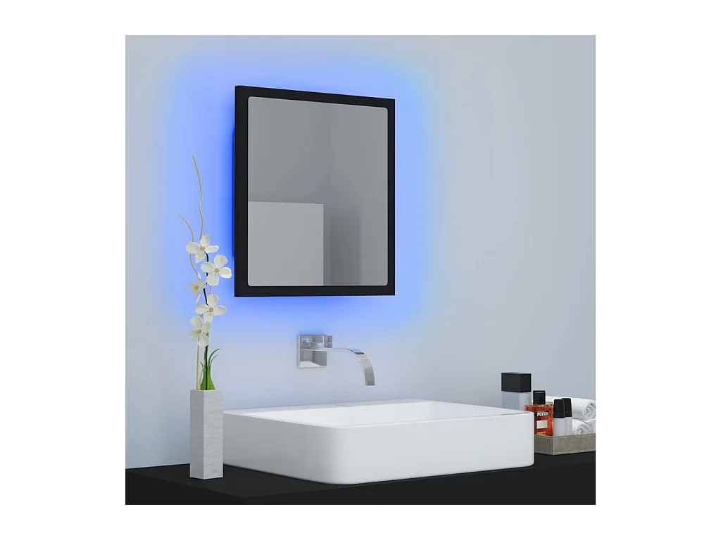 Miroir à LED de salle de bain Noir 40x8,5x37 cm Acrylique