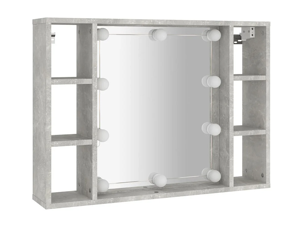 Armoire à miroir avec LED Gris béton 76x15x55 cm