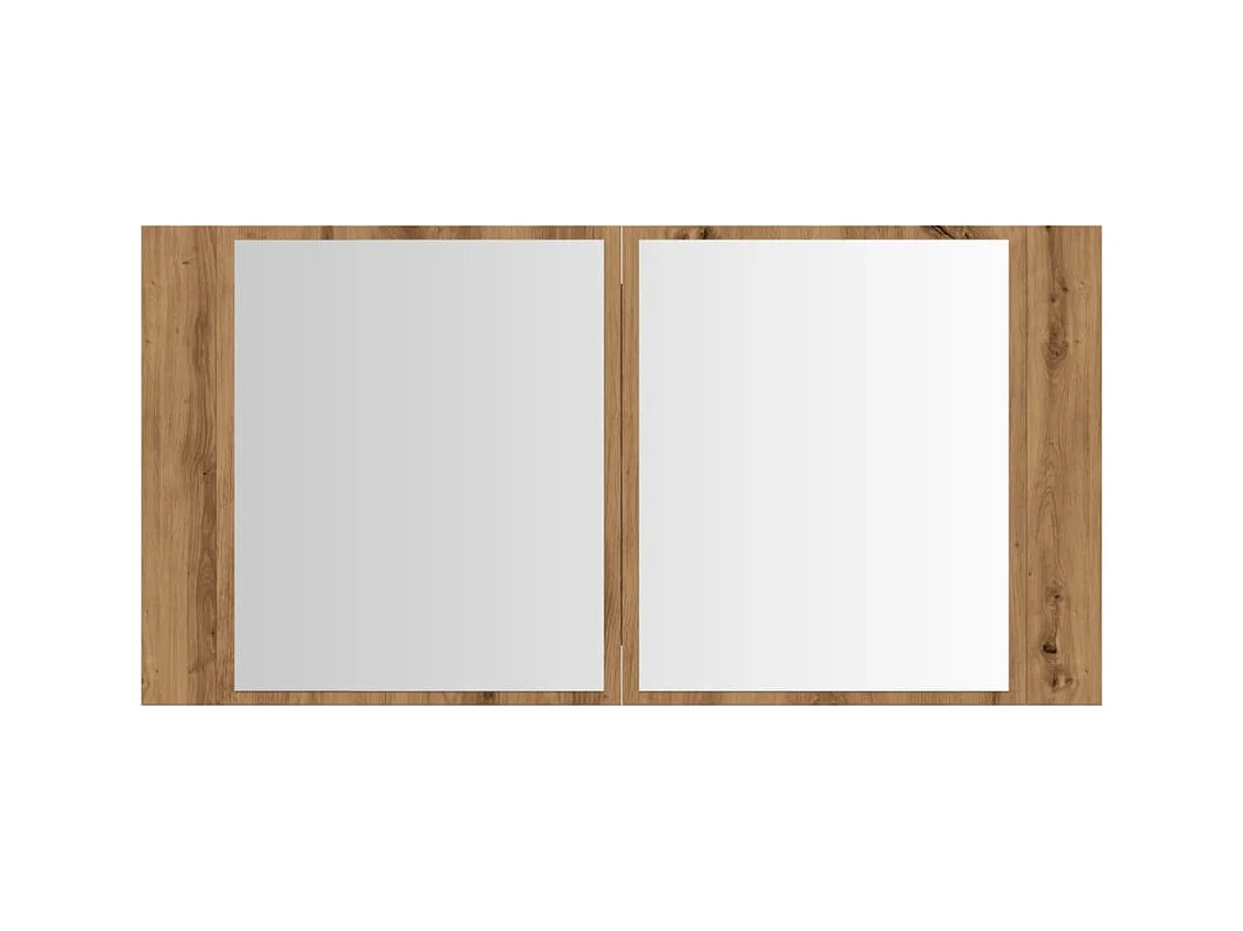 Armoire à miroir LED chêne artisanal 90x12x45cm bois ingénierie