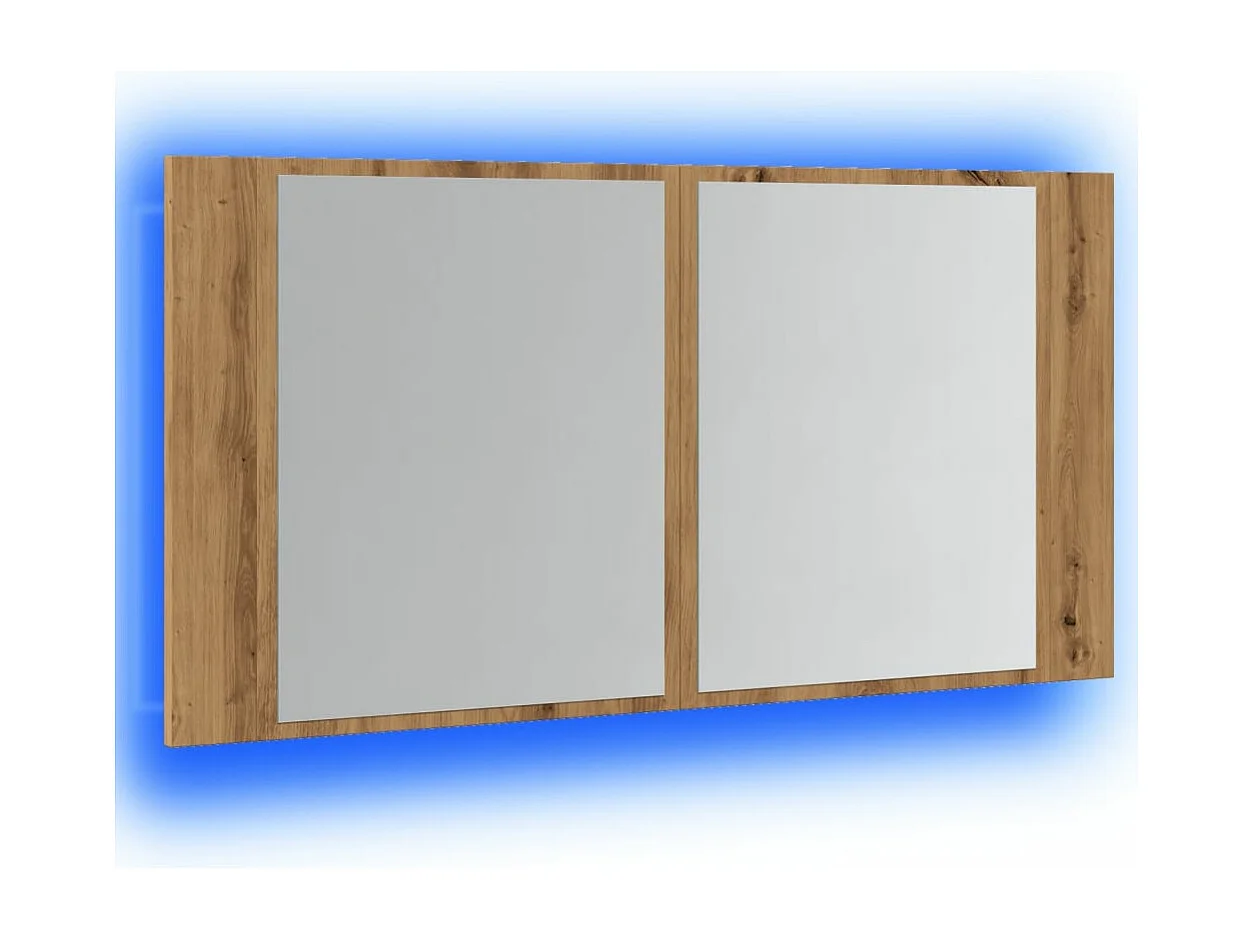 Spiegelkast LED 90x12x45 cm bewerkt hout artisanaal eikenkleur