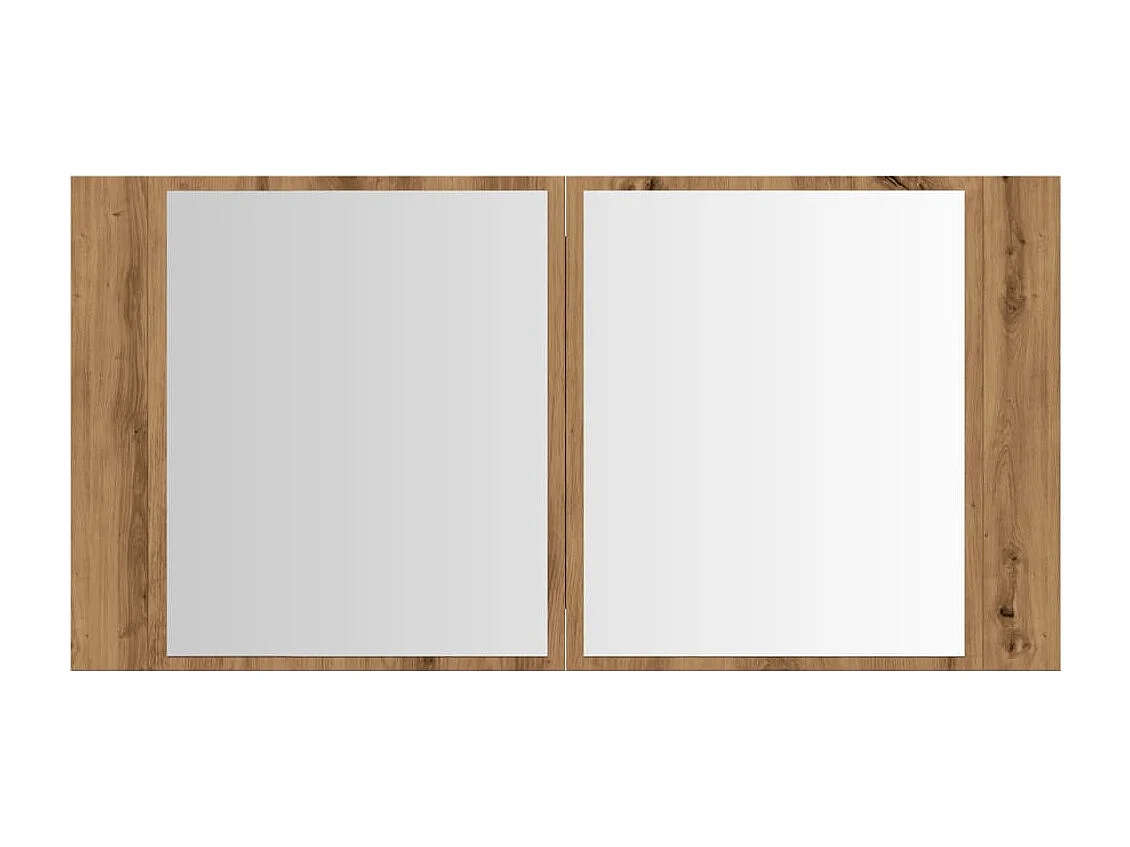 Spiegelkast LED 90x12x45 cm bewerkt hout artisanaal eikenkleur