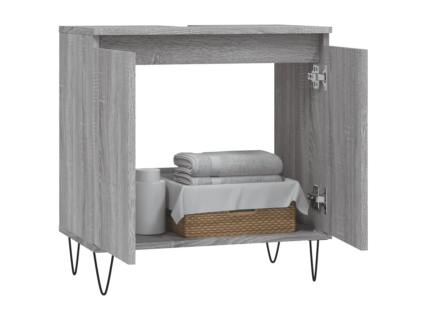 Badkamerkast 58x33x60 cm bewerkt hout grijs sonoma eikenkleurig