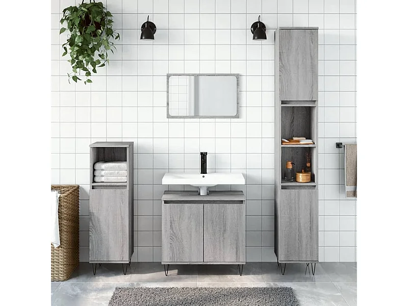 Armoire de bain sonoma gris 58x33x60 cm bois d'ingénierie