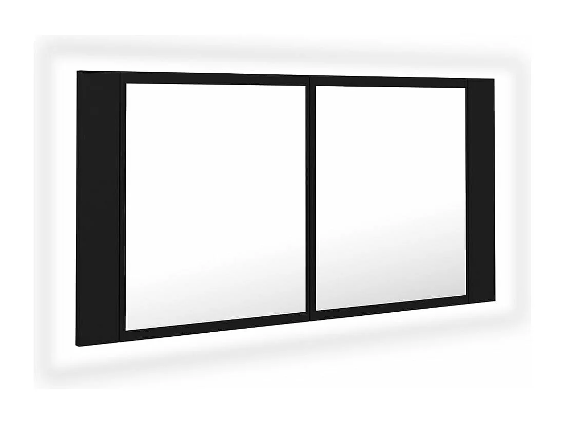 Armoire à miroir de salle de bain LED Noir 90x12x45 Acrylique