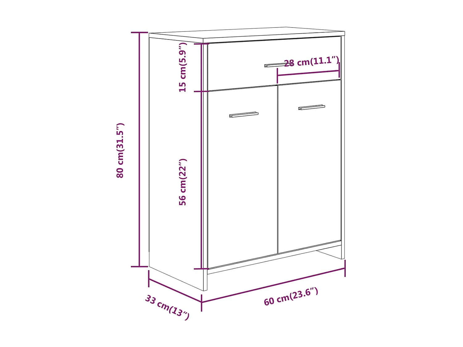 Armoire de bain Sonoma gris 60x33x80 cm Bois d'ingénierie
