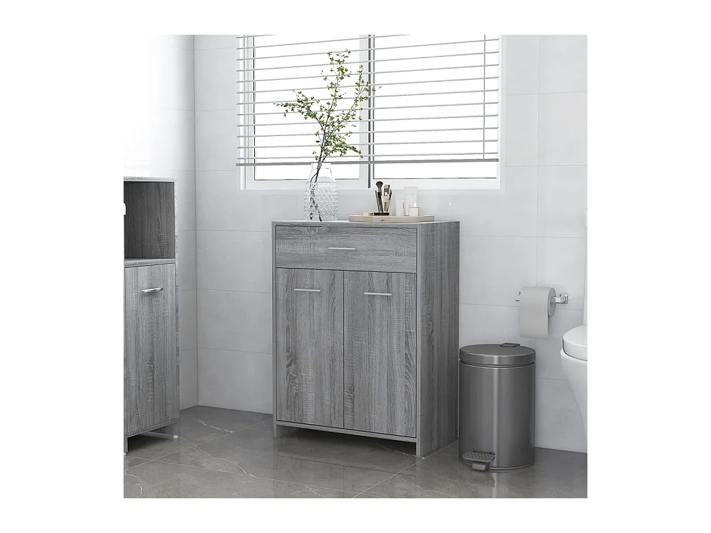 Mobile da bagno Sonoma grigio 60x33x80 cm MDF