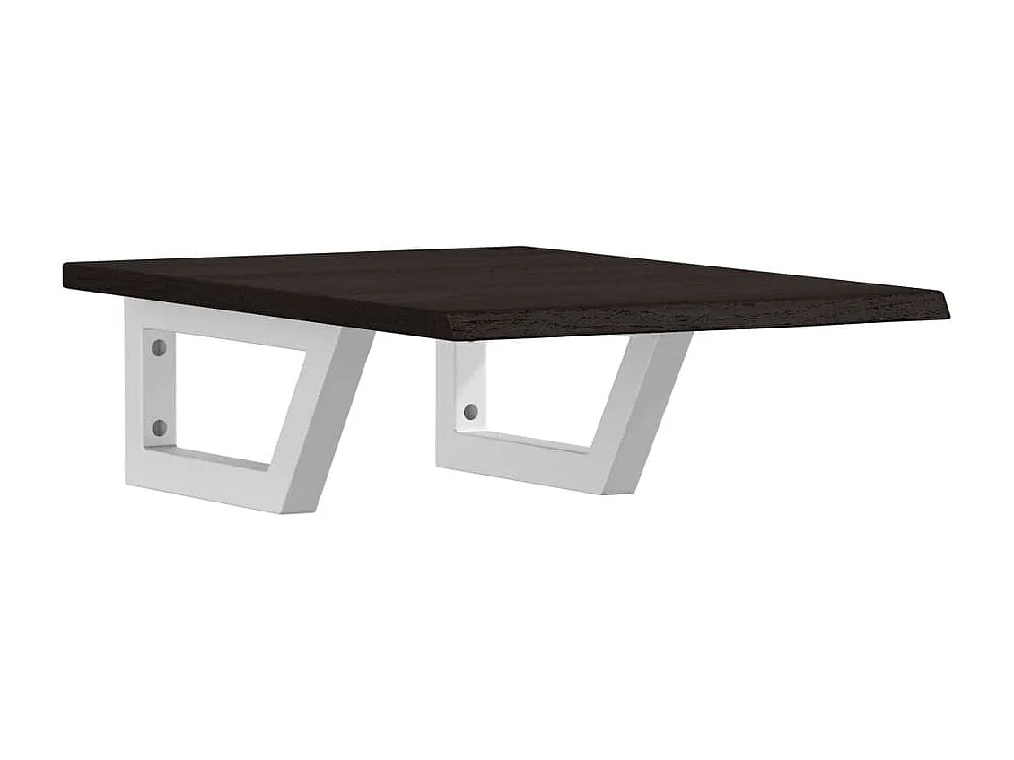 Estante de lavabo de pared de acero y madera maciza de roble