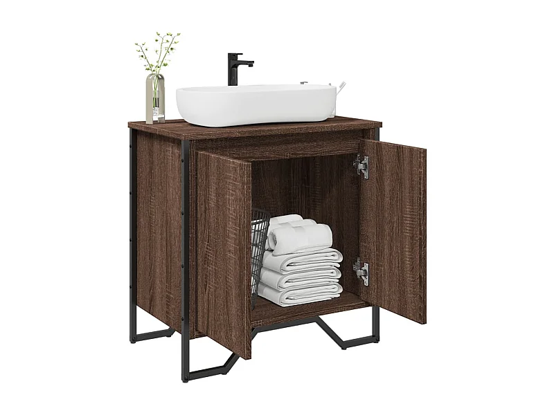 Mobile lavabo da bagno in rovere marrone 60x35x60 cm