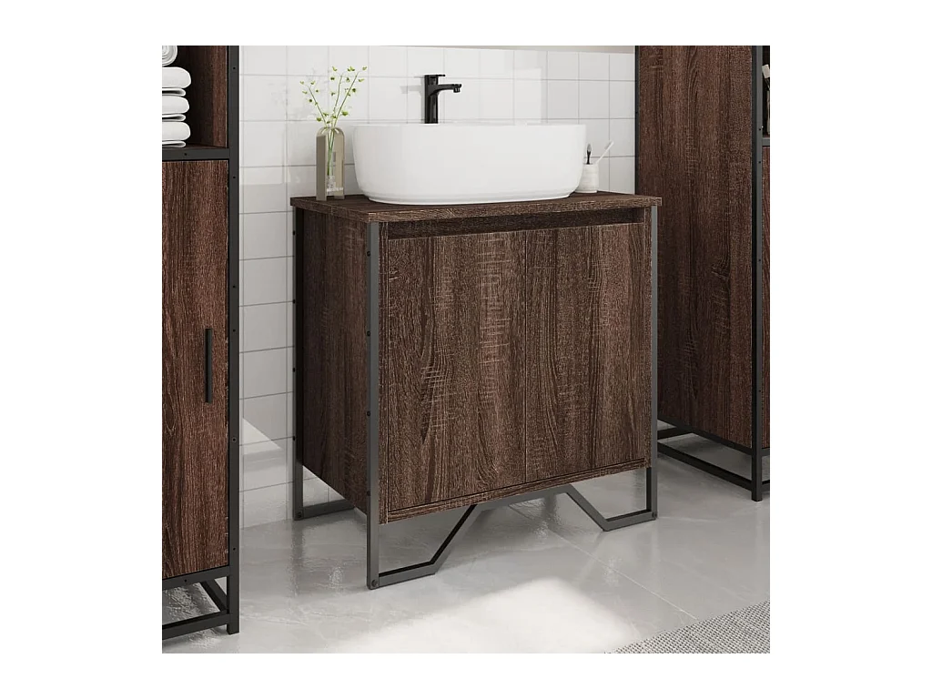 Armoire lavabo de salle de bain chêne marron 60x35x60 cm