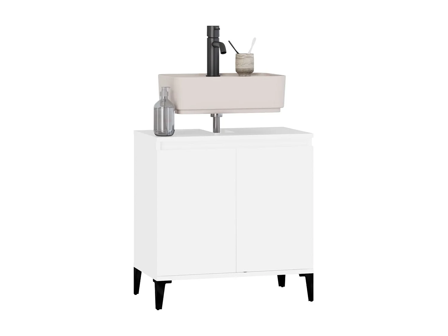 Armário de lavatório 58x33x60 cm derivados de madeira branco