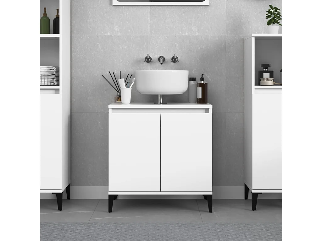 Meuble d'évier blanc 58x33x60 cm bois d'ingénierie