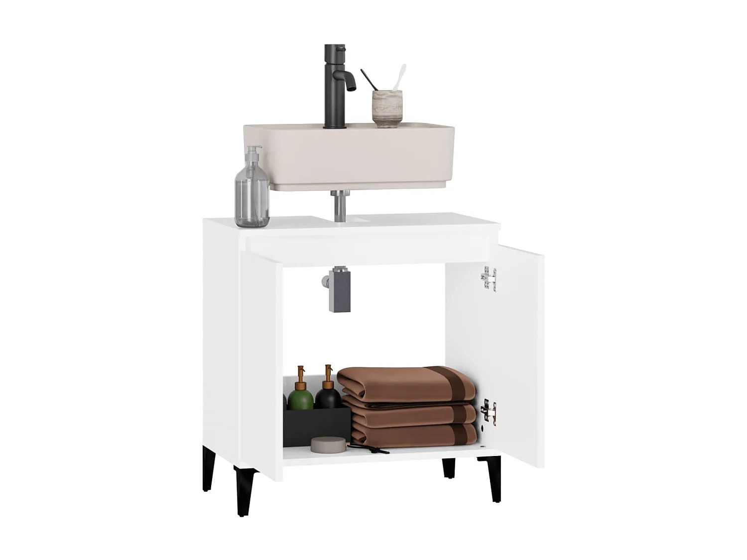 Meuble d'évier blanc 58x33x60 cm bois d'ingénierie