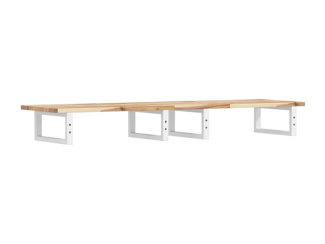 Ripiano a Parete per Lavabo in Acciaio e Massello di Acacia