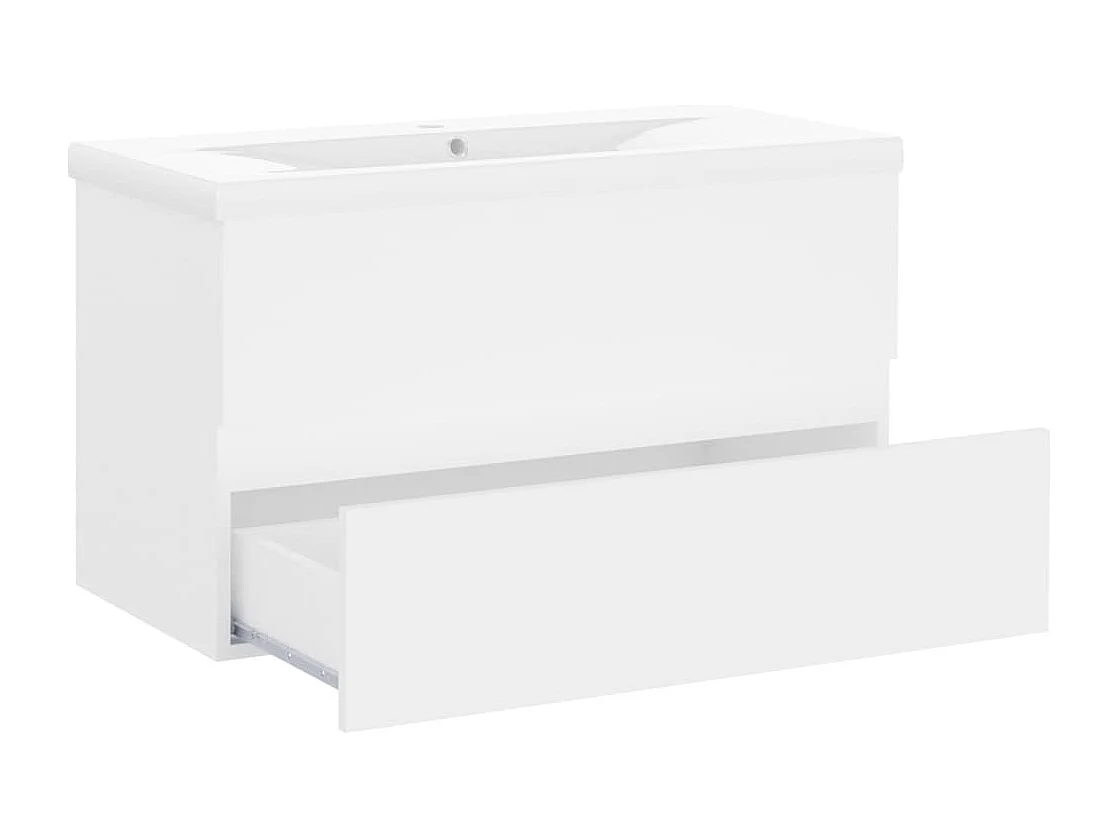 Armoire d'évier avec lavabo intégré Blanc Bois d'ingénierie