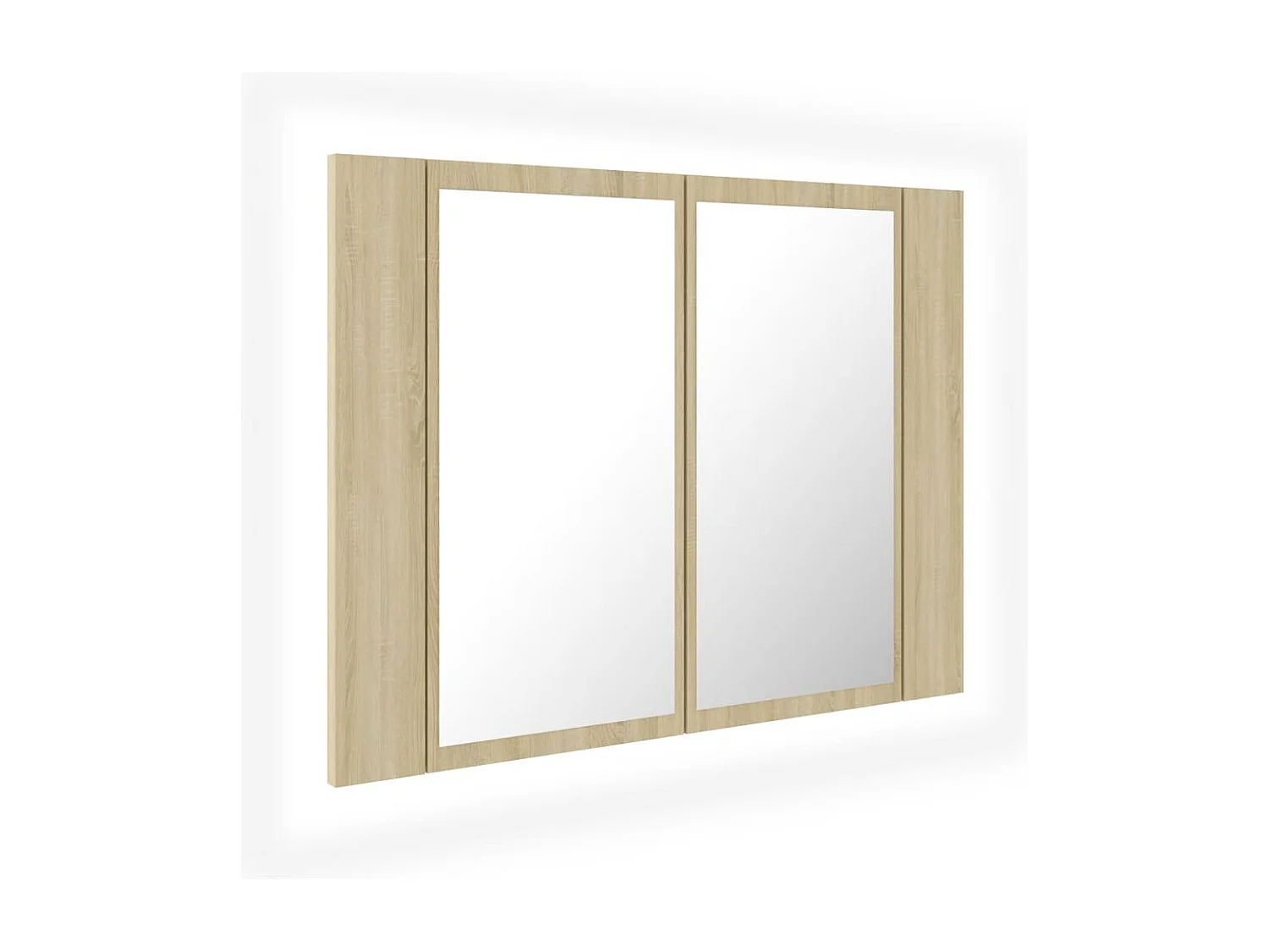 Armario espejo de baño LED acrílico roble Sonoma 60x12x45 cm