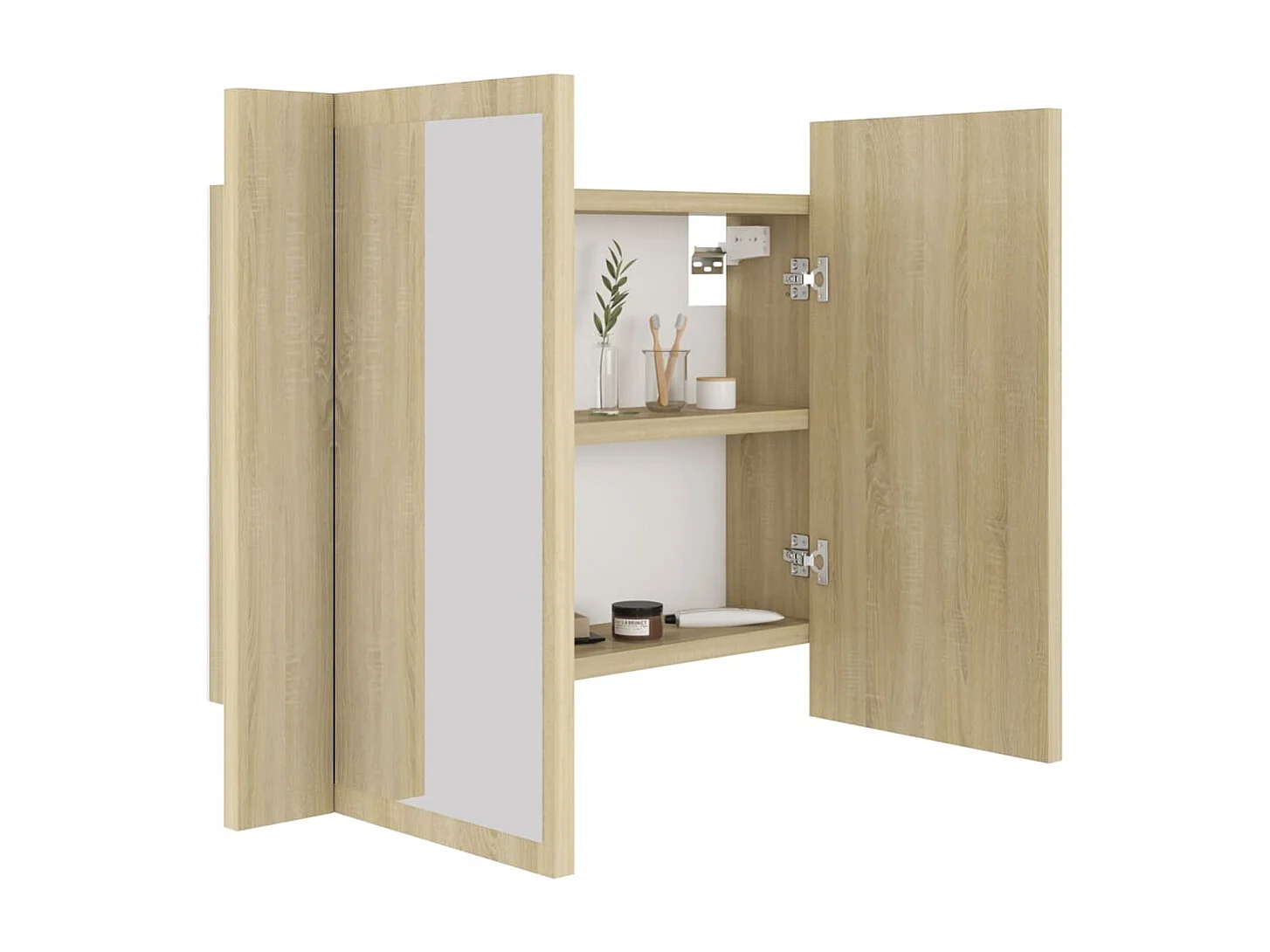 Armadietto a Specchio con Luci LED Rovere Sonoma in Acrilico