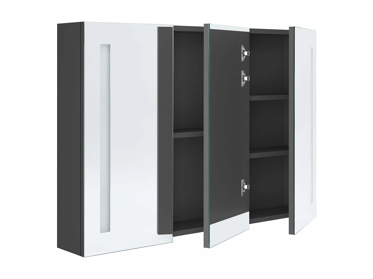 LED-Spiegelschrank fürs Bad 89x14x62 cm Grau