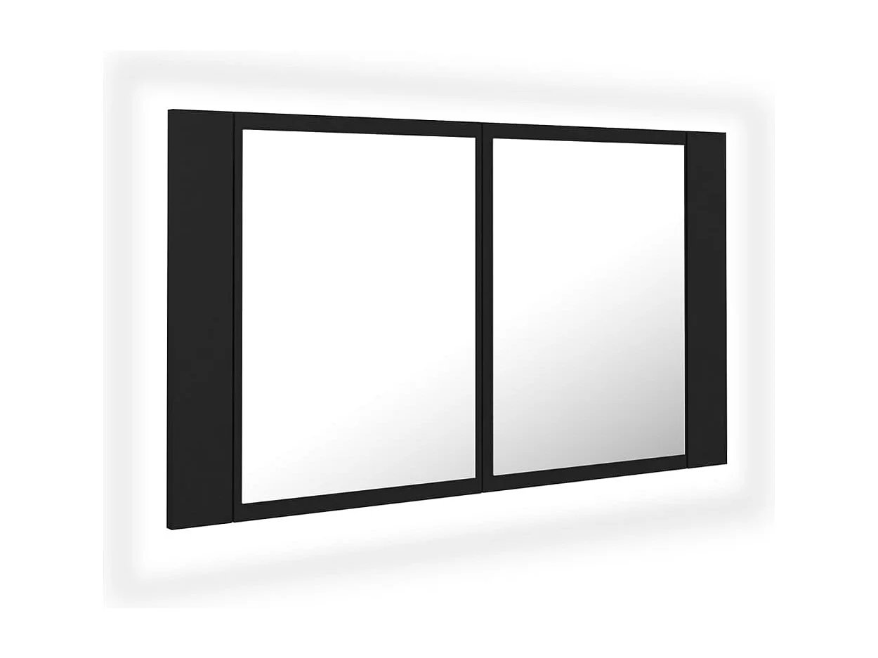 Armadietto a Specchio con Luci LED Nero 80x12x45 cm in Acrilico