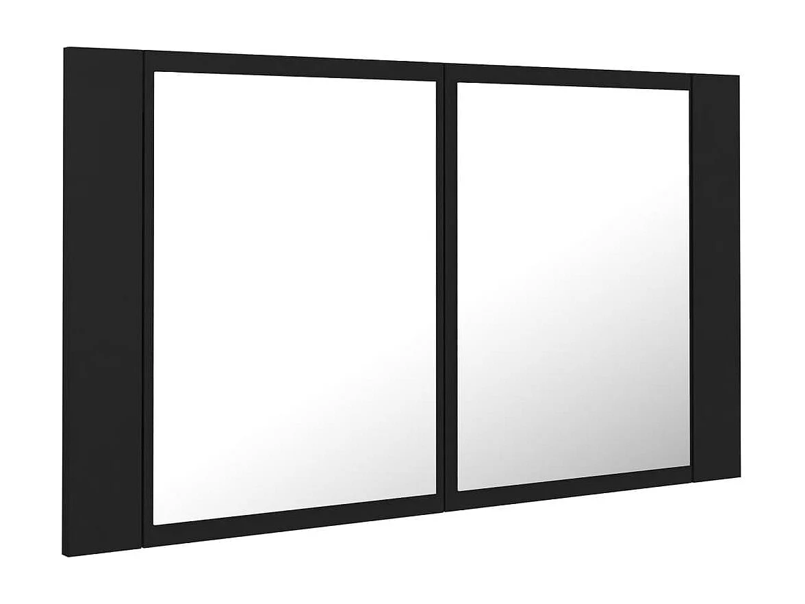 Armadietto a Specchio con Luci LED Nero 80x12x45 cm in Acrilico