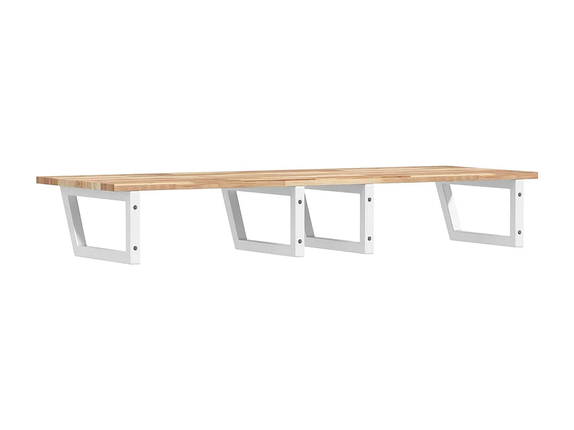 Estante de lavabo de pared acero y madera maciza de acacia