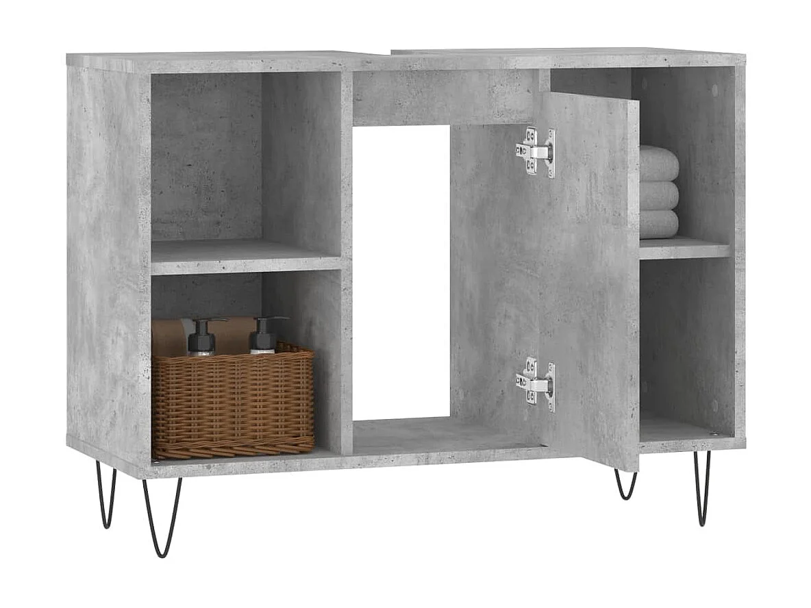 Armoire salle de bain gris béton 80x33x60cm bois d'ingénierie